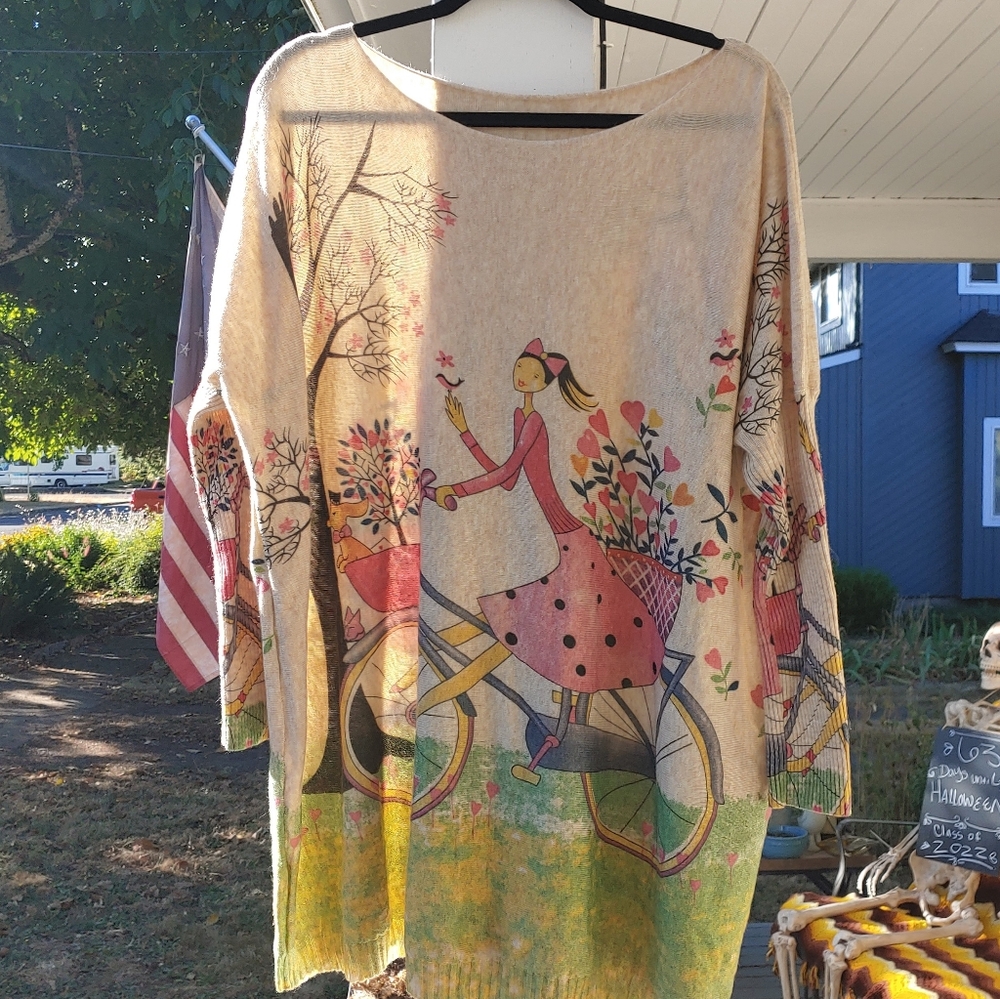 Whimsical fun & funky artistic bat wing sweater